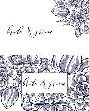 çiçek düğün davetiye kartı