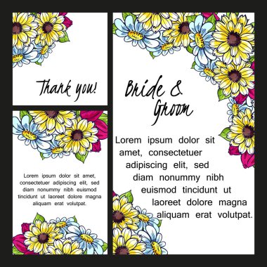 Çiçekli düğün davetiyesi.