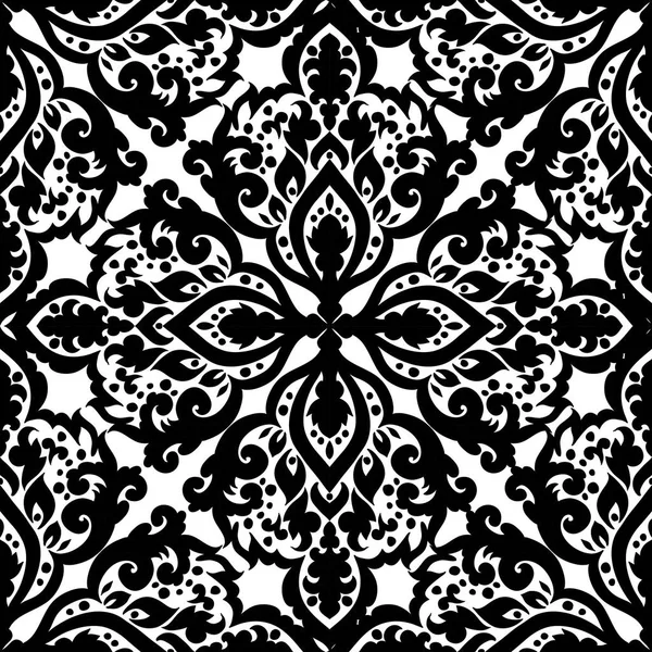 Motif orné monochrome sans couture — Image vectorielle