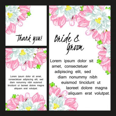 Çiçekli düğün davetiyesi.