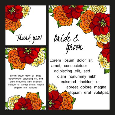 Çiçekli düğün davetiyesi.