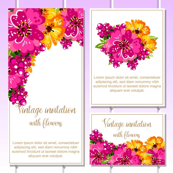 Vintage floral invitation card — Stock Vector