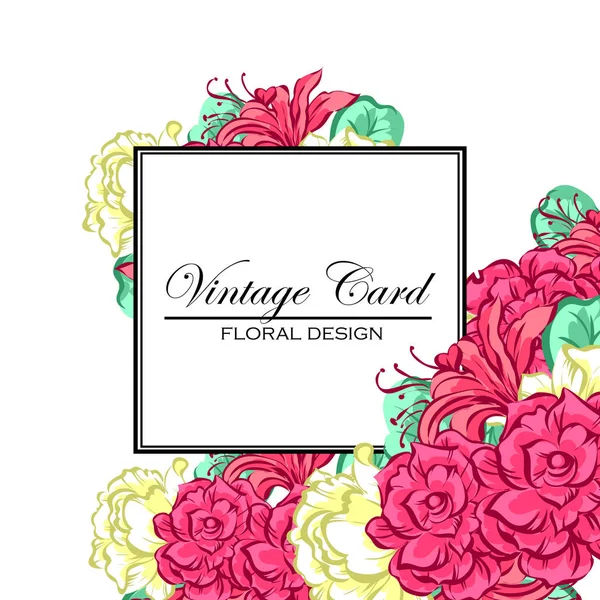 Vintage çiçek davetiye — Stok Vektör