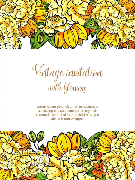 Vintage floral invitation card — Stock Vector