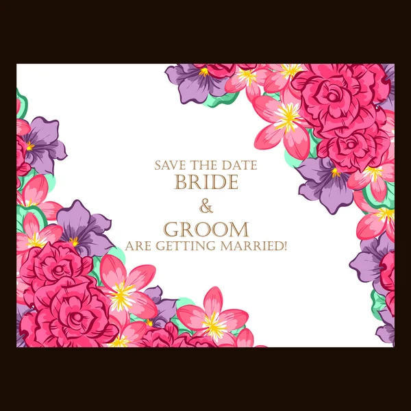 Tarjeta de invitación de boda floral — Vector de stock
