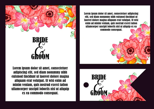 Carte d'invitation de mariage floral — Image vectorielle