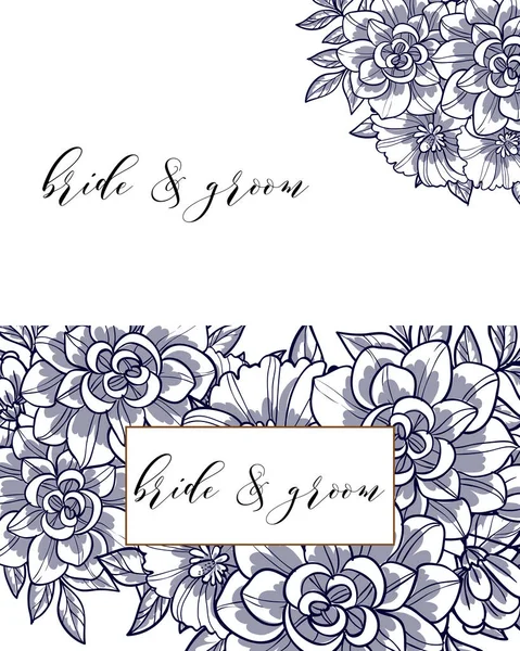 Carte d'invitation de mariage floral vintage — Image vectorielle