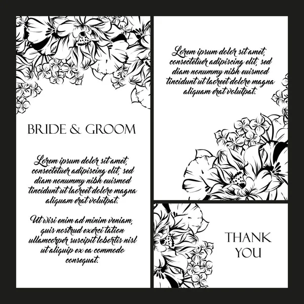 Vintage floral casamento convite cartão — Vetor de Stock