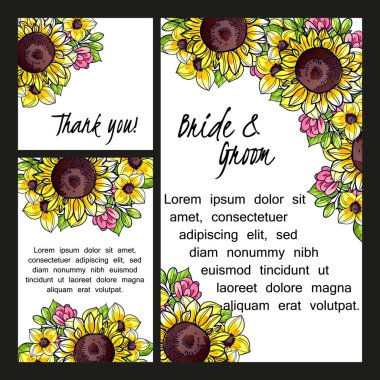 Çiçekli düğün davetiyesi.