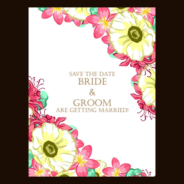 Cartão de convite de casamento floral — Vetor de Stock