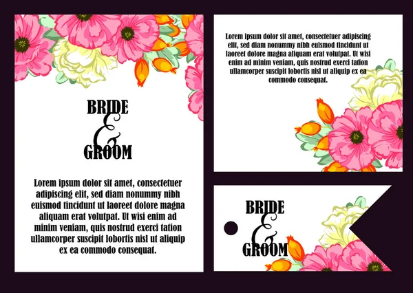 Carte d'invitation de mariage floral — Image vectorielle