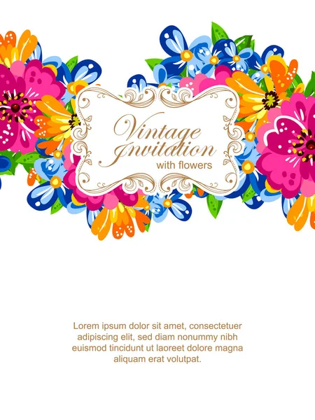 Vintage floral invitation card — Stock Vector