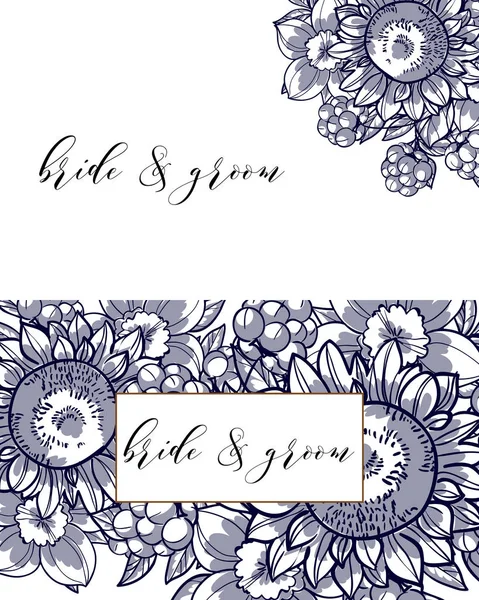 Carte d'invitation de mariage floral vintage — Image vectorielle