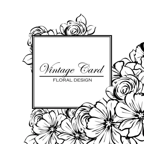 Vintage floral uitnodigingskaart — Stockvector