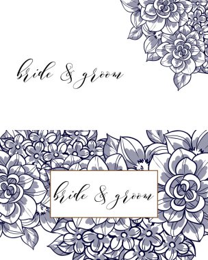 çiçek düğün davetiye kartı