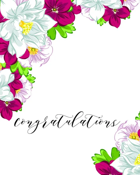 Tarjeta de felicitaciones florales — Vector de stock