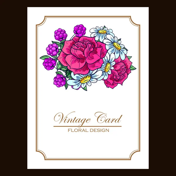 Tarjeta de invitación floral Vintage — Vector de stock