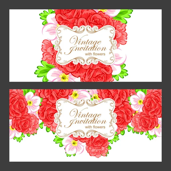 Tarjeta de invitación floral Vintage — Vector de stock