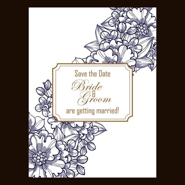 Vintage floral wedding invitation card — Stock Vector