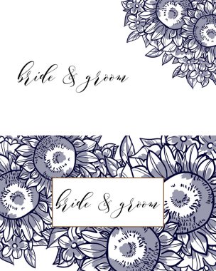 çiçek düğün davetiye kartı