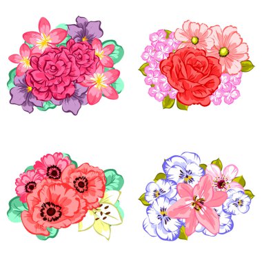 Dizi güzel renkli çiçekler