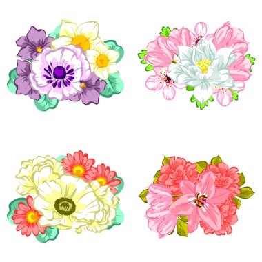 Dizi güzel renkli çiçekler