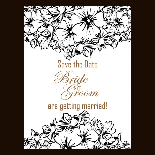 Tarjeta de invitación de boda floral vintage — Vector de stock