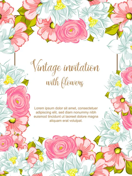 Tarjeta de invitación floral Vintage — Vector de stock