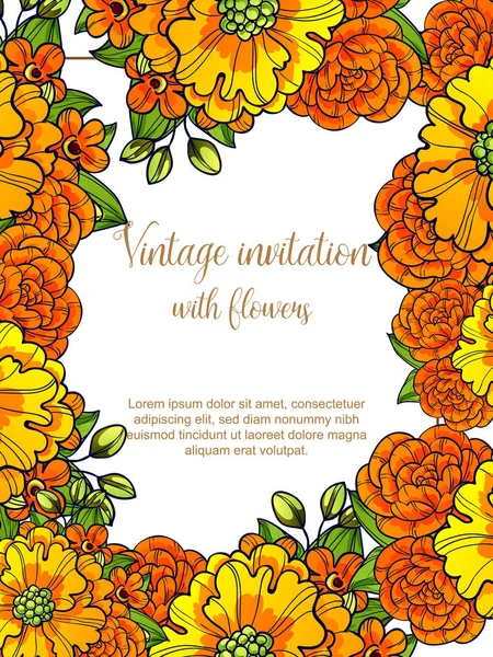 Vintage floral invitation card — Stock Vector