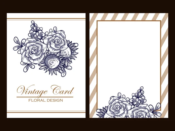 Tarjeta de invitación floral Vintage — Vector de stock