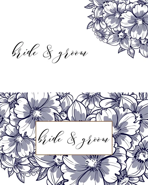 Carte d'invitation de mariage floral vintage — Image vectorielle