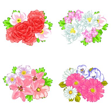 Dizi güzel renkli çiçekler