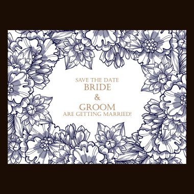 çiçek düğün davetiye kartı