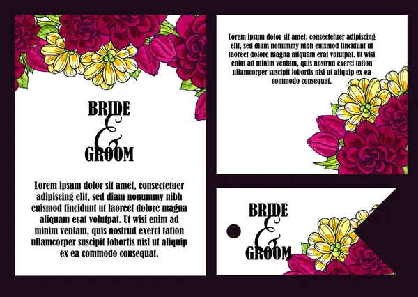 Tarjeta de invitación de boda floral — Vector de stock