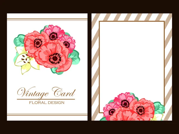 Vintage floral uitnodigingskaart — Stockvector