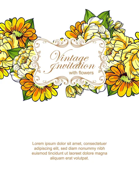 Vintage floral invitation card — Stock Vector