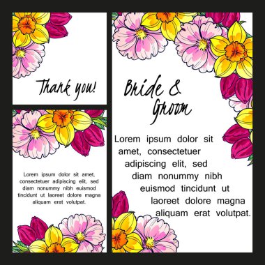 Çiçekli düğün davetiyesi.