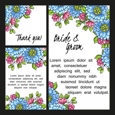 Çiçekli düğün davetiyesi.