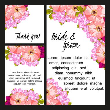 Çiçekli düğün davetiyesi.