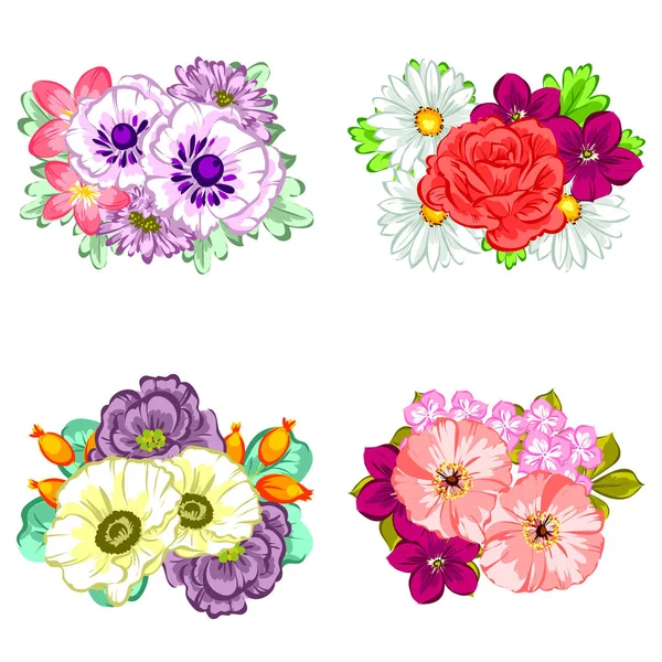 Set von schönen bunten Blumen — Stockvektor