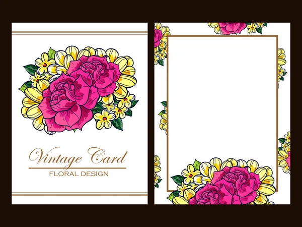 CARTE D'INVITATION FLORALE VINTAGE — Image vectorielle