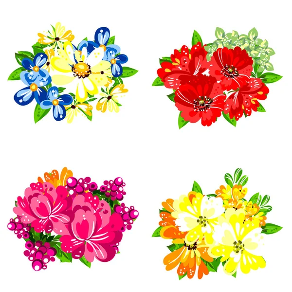 Conjunto de belas flores coloridas — Vetor de Stock