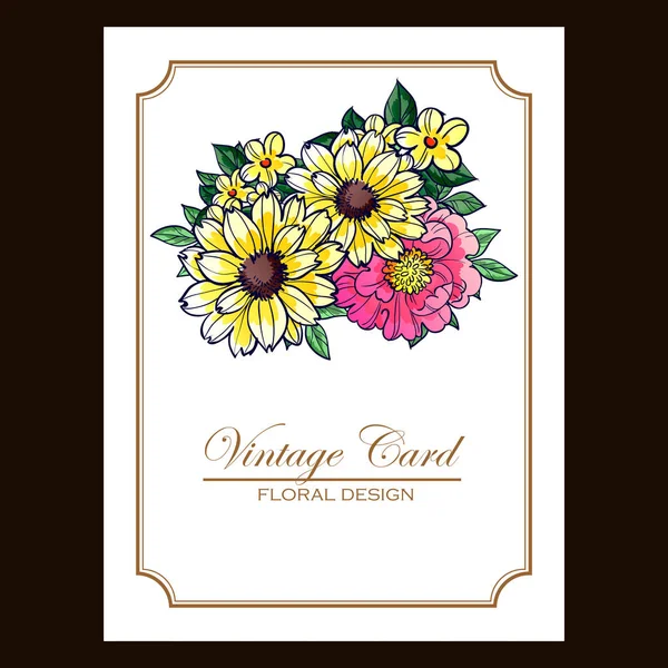 CARTÃO DE CONVITAÇÃO FLORAL DE VINTAGEM — Vetor de Stock