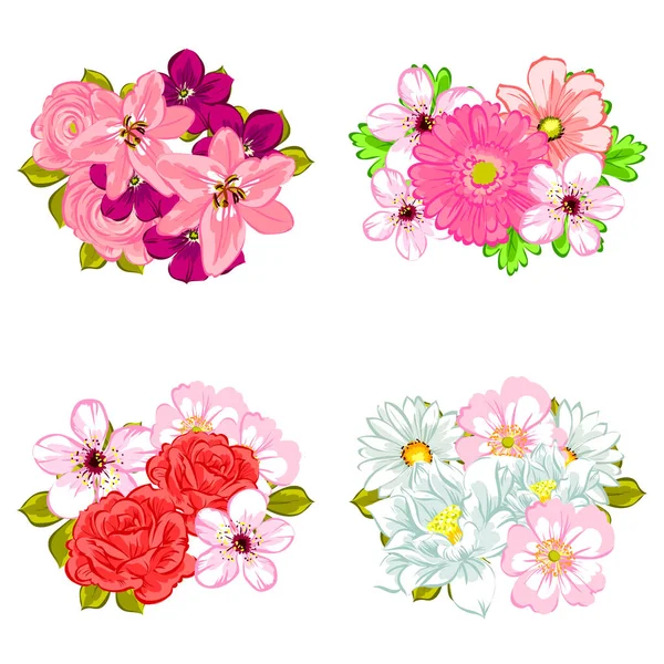 Набір красивих барвистих квітів — стоковий вектор