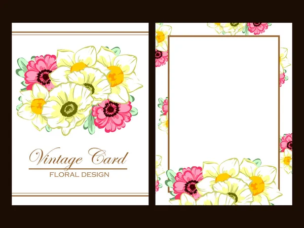 Vintage floral uitnodigingskaart — Stockvector