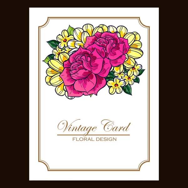Tarjeta de invitación floral Vintage — Vector de stock