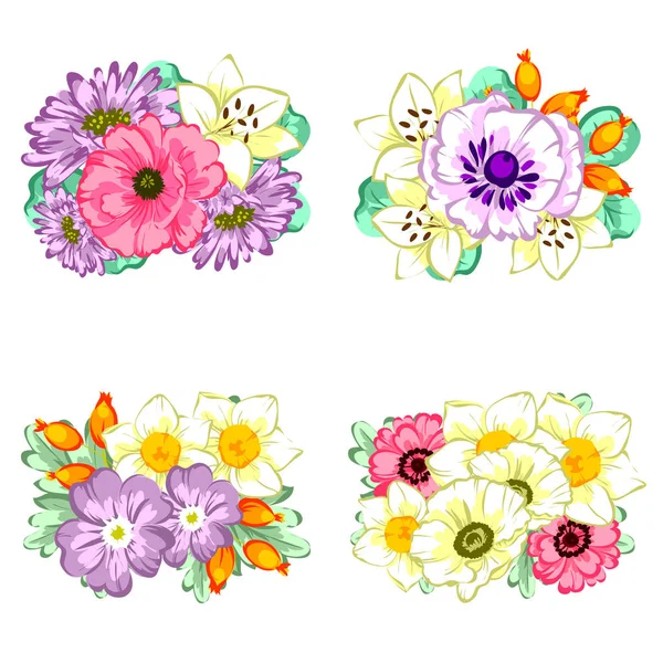 Set von schönen bunten Blumen — Stockvektor