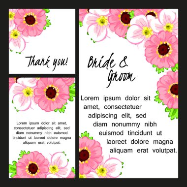 Çiçekli düğün davetiyesi.