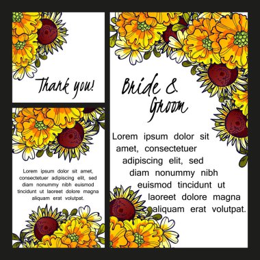 Çiçekli düğün davetiyesi.