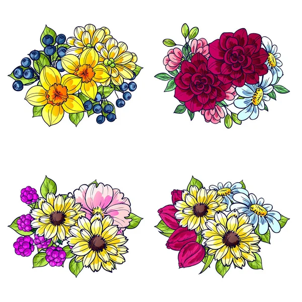 Conjunto de hermosas flores de colores — Archivo Imágenes Vectoriales